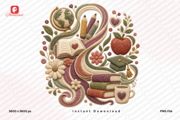 Chenille Book Lover Teacher Life PNG