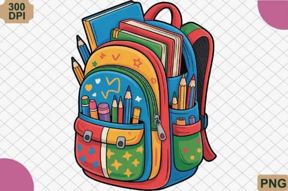 Colorful School Backpack PNG for Creative Projects
