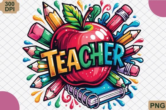 Colorful Teacher Apple PNG: The Ultimate Design Asset for Back-to-School Creativity
