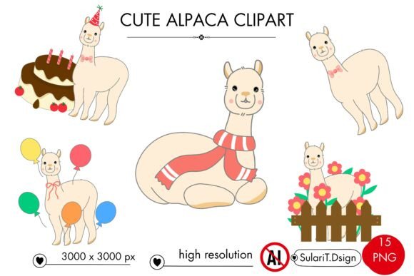 Cute Alpaca Cartoon Clipart 15 Png