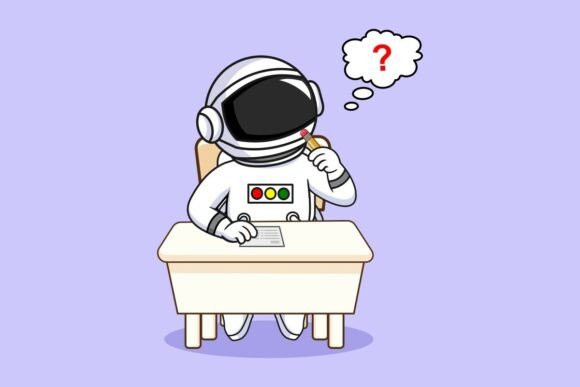 Cute Astronaut Student Thinking in Class