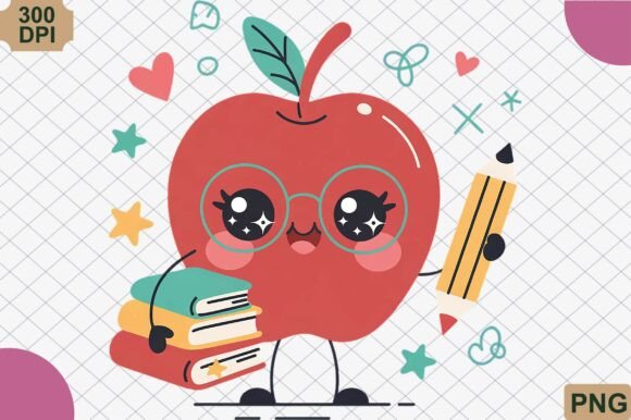 Cute Teacher Apple PNG
