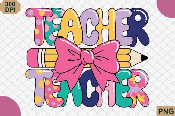 Cute Teacher Pencil Bow PNG for Back-to-School