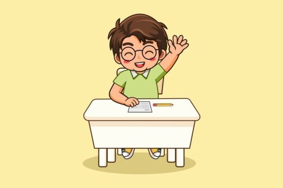 Happy Boy Raising Hand in Classroom: A Visual Guide to Engaging Educational Content
