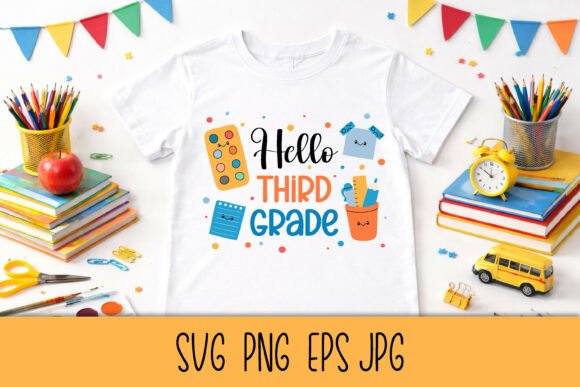 Hello 3rd Grade SVG: Back to School Design Asset