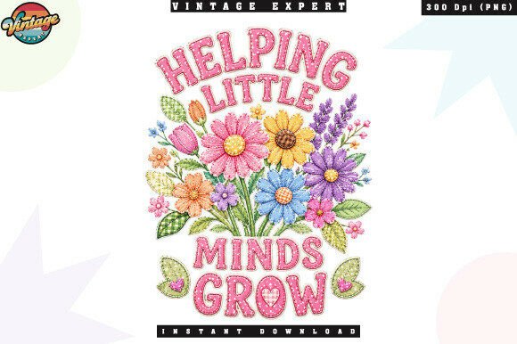 Helping Little Minds Grow Patchwork PNG