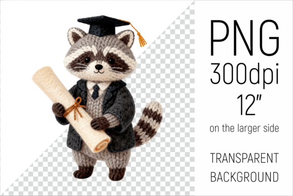 Knitted Graduation Raccoon Clipart: The Perfect Touch for Cozy Academic Celebrations