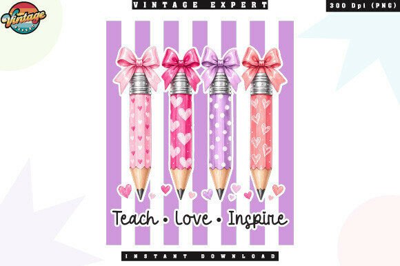 Teach Love Inspire Retro Stripe Teacher Design