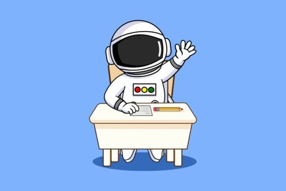 The Astronaut Student Waving Hand I: Bridging Educational Themes with Modern Digital Design