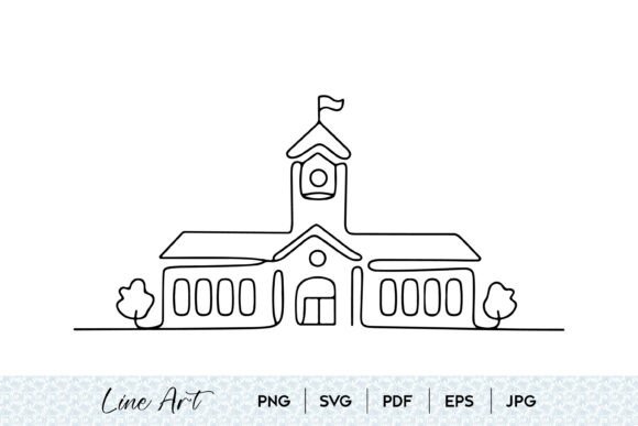 Unlocking Creativity with School Building Line Art SVG