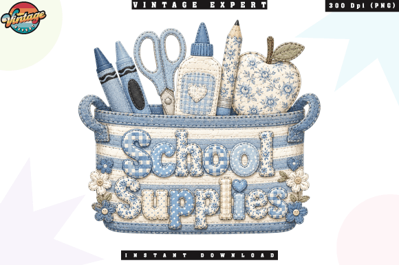 Vintage Floral School Supplies PNG: A Timeless Design for Modern Creators
