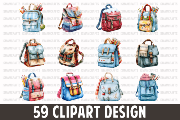 Winter School Bag Watercolor Clipart PNG: A Creative Resource for Educators and Designers